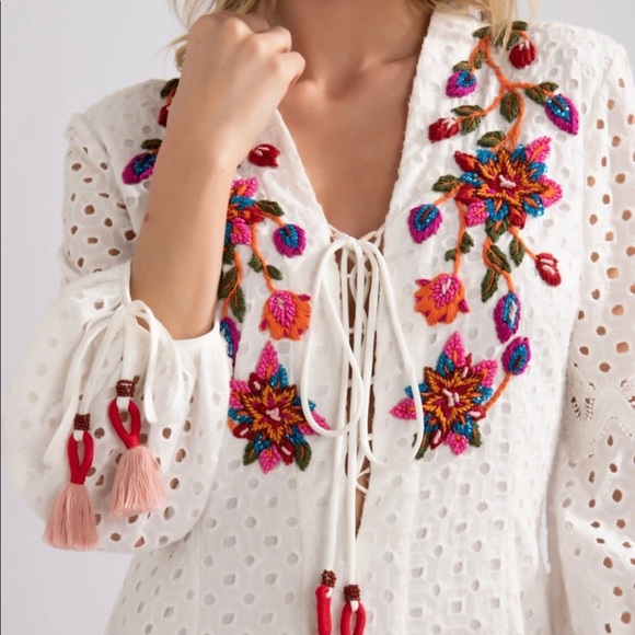 NWT PatBo Eyelet Dress w Embroidery & bead detail - Picture 5 of 7